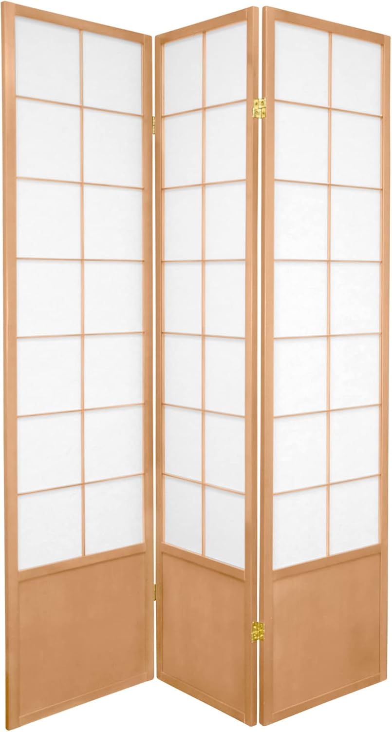 Oriental Furniture – Pantalla Zen Shoji de 6 pies de alto, natural, 3 paneles