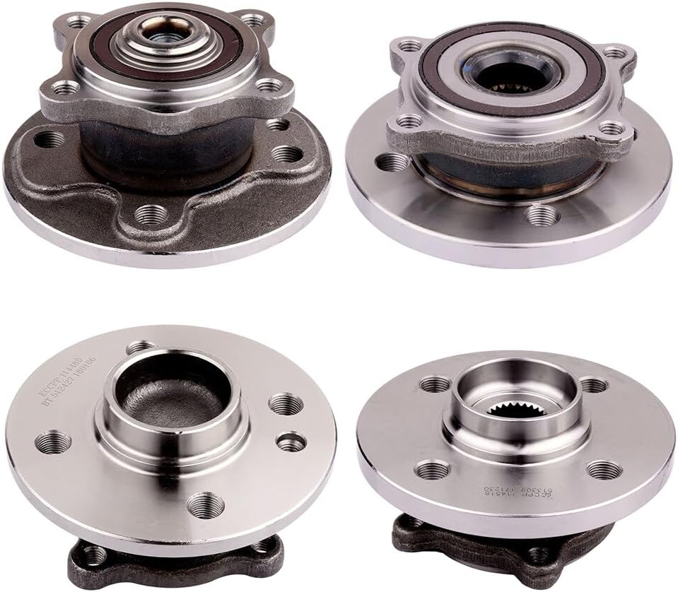 SCITOO 4 unidades de cojinete de rueda delantera y trasera 512427 513309 apto para Mini Cooper 2006-2015 sin ABS 4 lengüetas