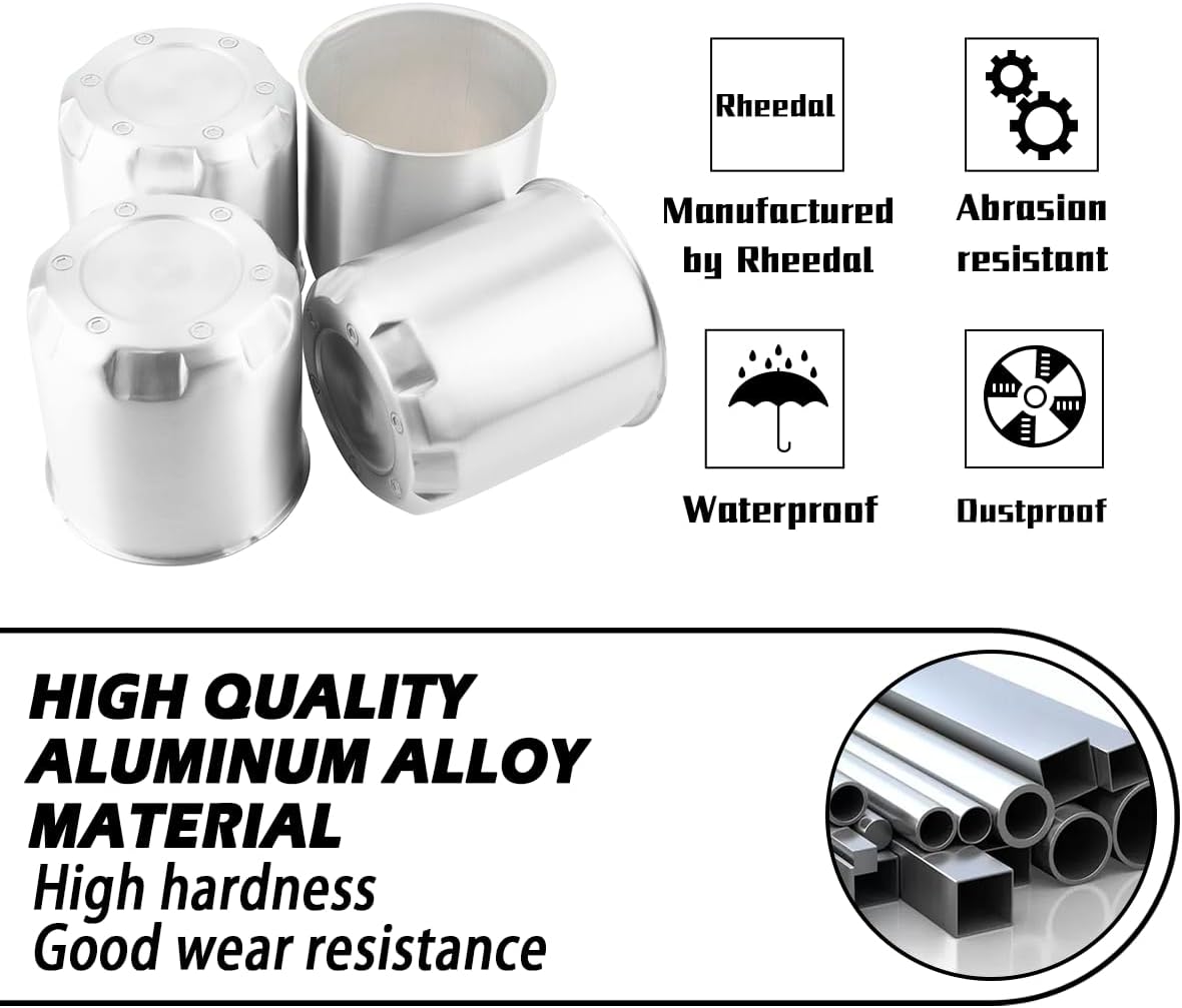 4 tapas centrales de aluminio cepillado de 5.15 pulgadas para rueda de remolque, diámetro de 5.15 pulgadas, tapa de cubo de 5.31 pulgadas de alto