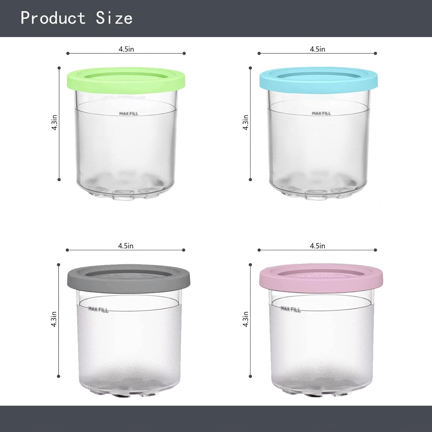 246 pintas Creami Deluxe, para tapas de pintas de crema ninja, recipientes de crema de 16 onzas sin BPA, aptas para lavavajillas para máquina de