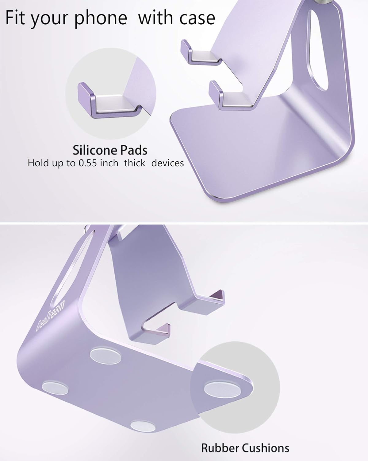 CreaDream Soporte ajustable para teléfono celular, soporte para teléfono, cuna, muelle, soporte, soporte de escritorio de aluminio compatible con