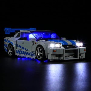 Kit de iluminación LED para Speed Champions 2 Fast 2 Furious Nissan Skyline GT-R (R34), compatible con el modelo LEGO-76917 Building Block, modelo Kit de iluminación LED para Speed Champions 2 Fast 2 Furious Nissan Skyline GT-R (R34), compatible con el modelo LEGO-76917 Building Block, modelo