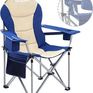 KingCamp Sillas de campamento con soporte lumbar con bolsa enfriadora, silla de campamento plegable acolchada para adultos con reposabrazos KingCamp Sillas de campamento con soporte lumbar con bolsa enfriadora, silla de campamento plegable acolchada para adultos con reposabrazos