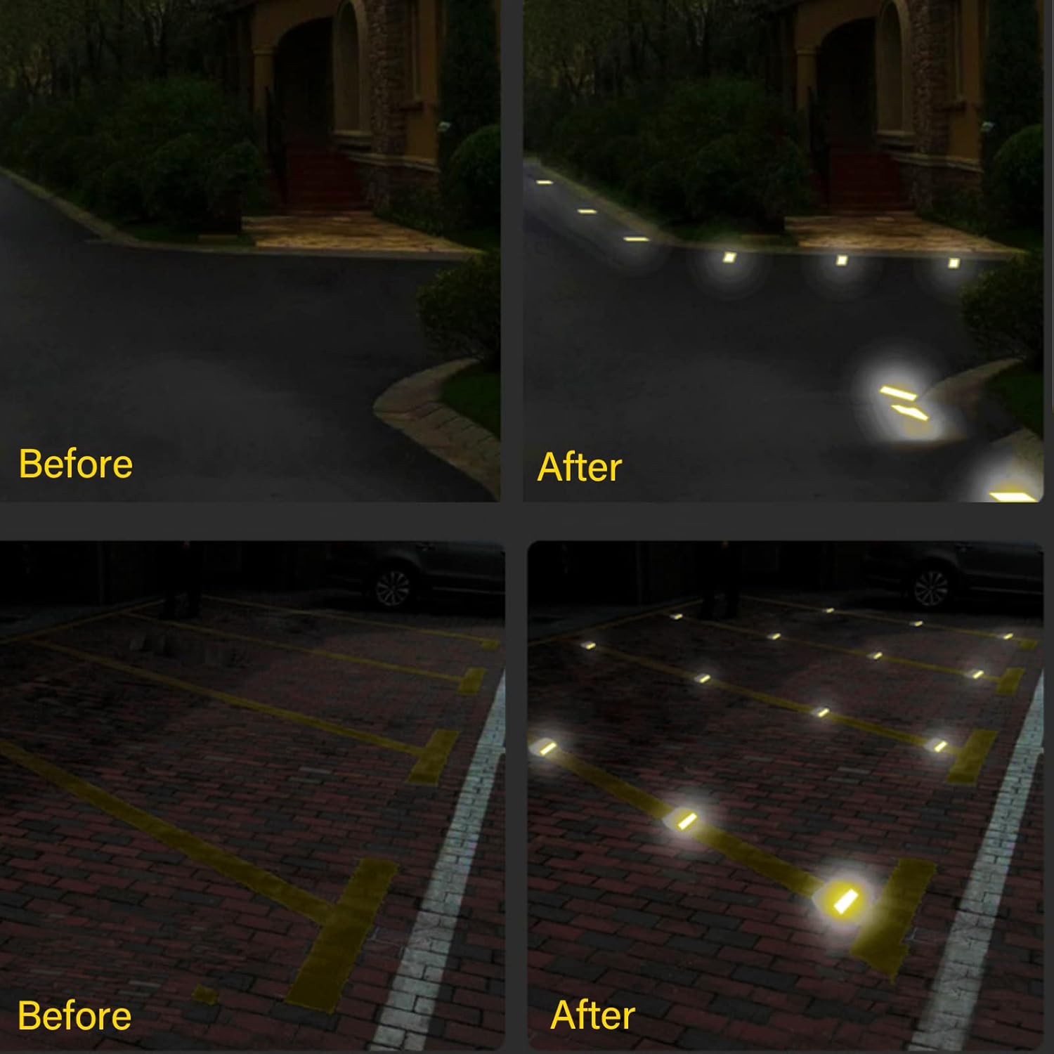 Paquete de 10 marcadores reflectores de carretera, reflectores de carretera de 4 x 4 pulgadas, marcadores reflectantes de doble cara para pavimento