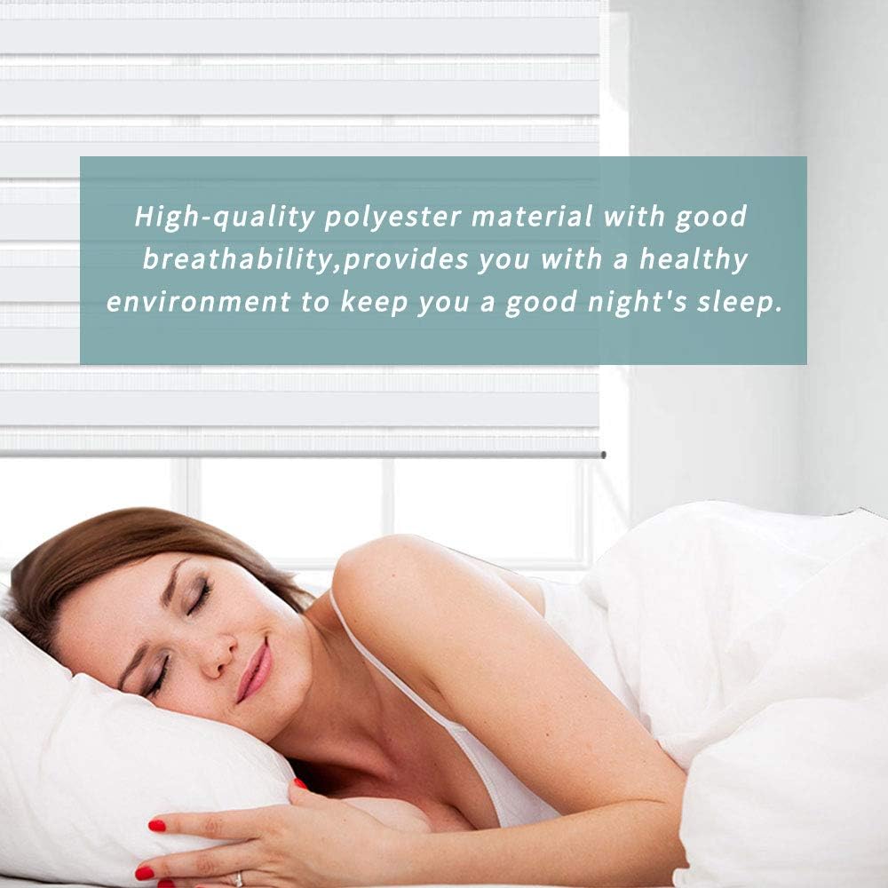 LUCKUP – Cortina horizontal para ventana, persianas enrollables dobles estilo cebra, fácil de instalar, 27.6 x 59 pulgadas, color blanco