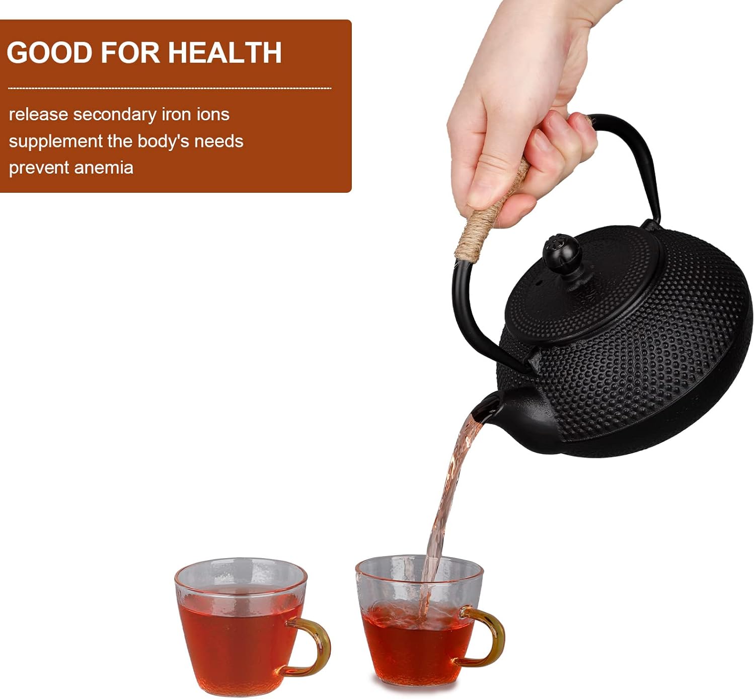 PARACITY Tetera de hierro fundido con tetsubina japonesa recubierta con infusor de acero inoxidable, hervidor de té para hervir té de agua caliente,