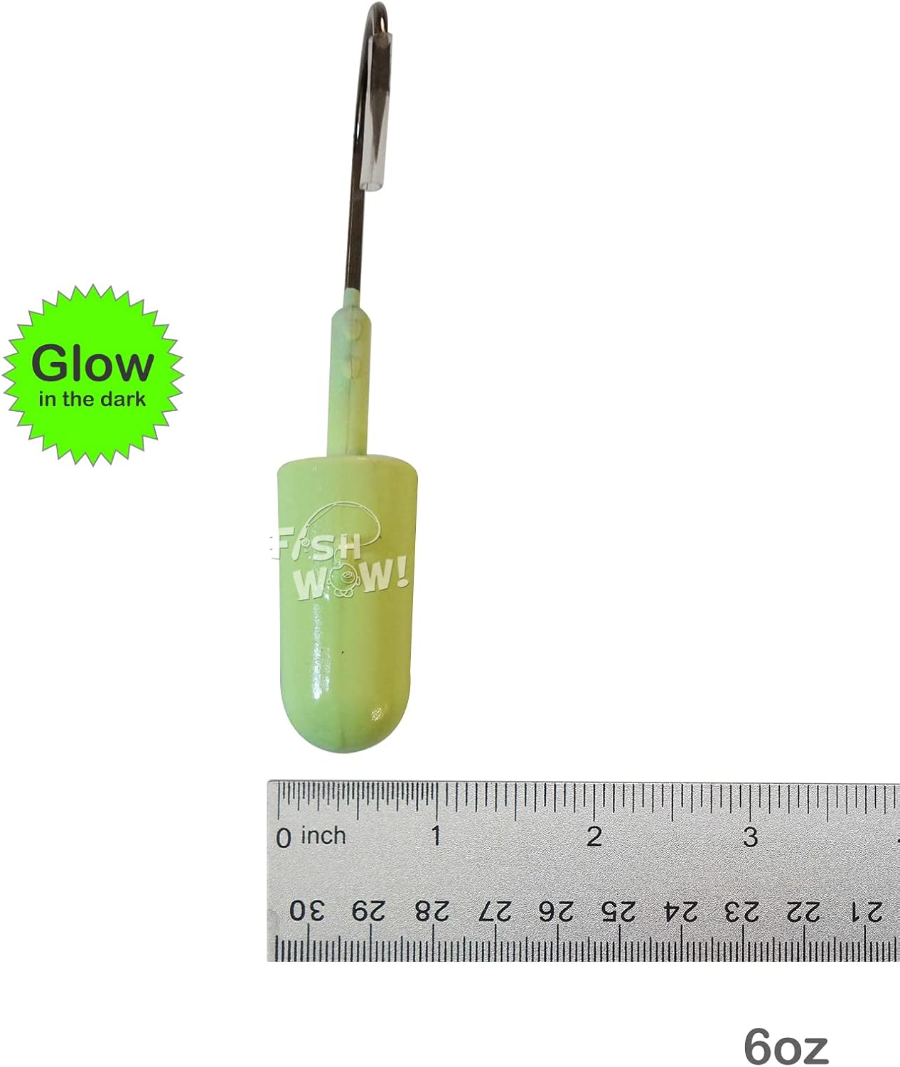 2 piezas Fish WOW! 6oz Glow Bullet Jighead Plain Jig Head Spin Fish Bait Pesado Swimbait sin pintar Cabezas de Plantilla con 32786 MUSTAD 100 Gancho