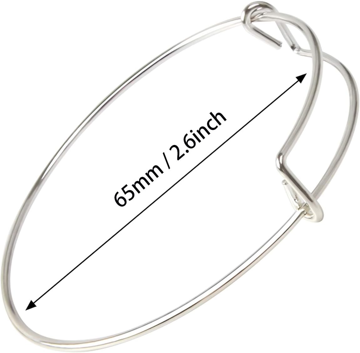 UPINS 100 pulseras expandibles en blanco, pulseras de alambre ajustables para hacer joyas de bricolaje (plata) (plateado)