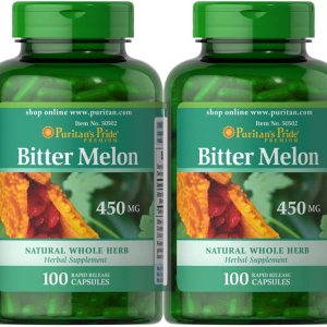 Puritan’s Pride Melón amargo 450 mg, 100 unidades, blanco 15-205 (paquete de 2) Puritan’s Pride Melón amargo 450 mg, 100 unidades, blanco 15-205 (paquete de 2)