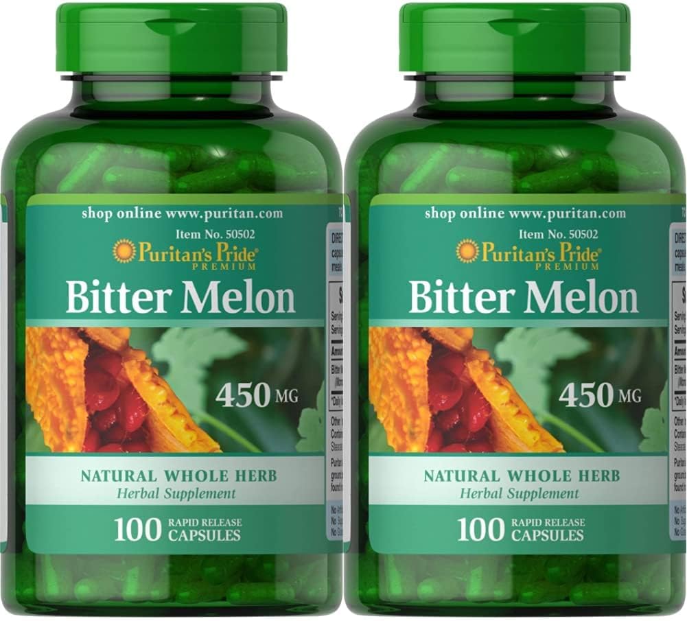 Puritan’s Pride Melón amargo 450 mg, 100 unidades, blanco 15-205 (paquete de 2)