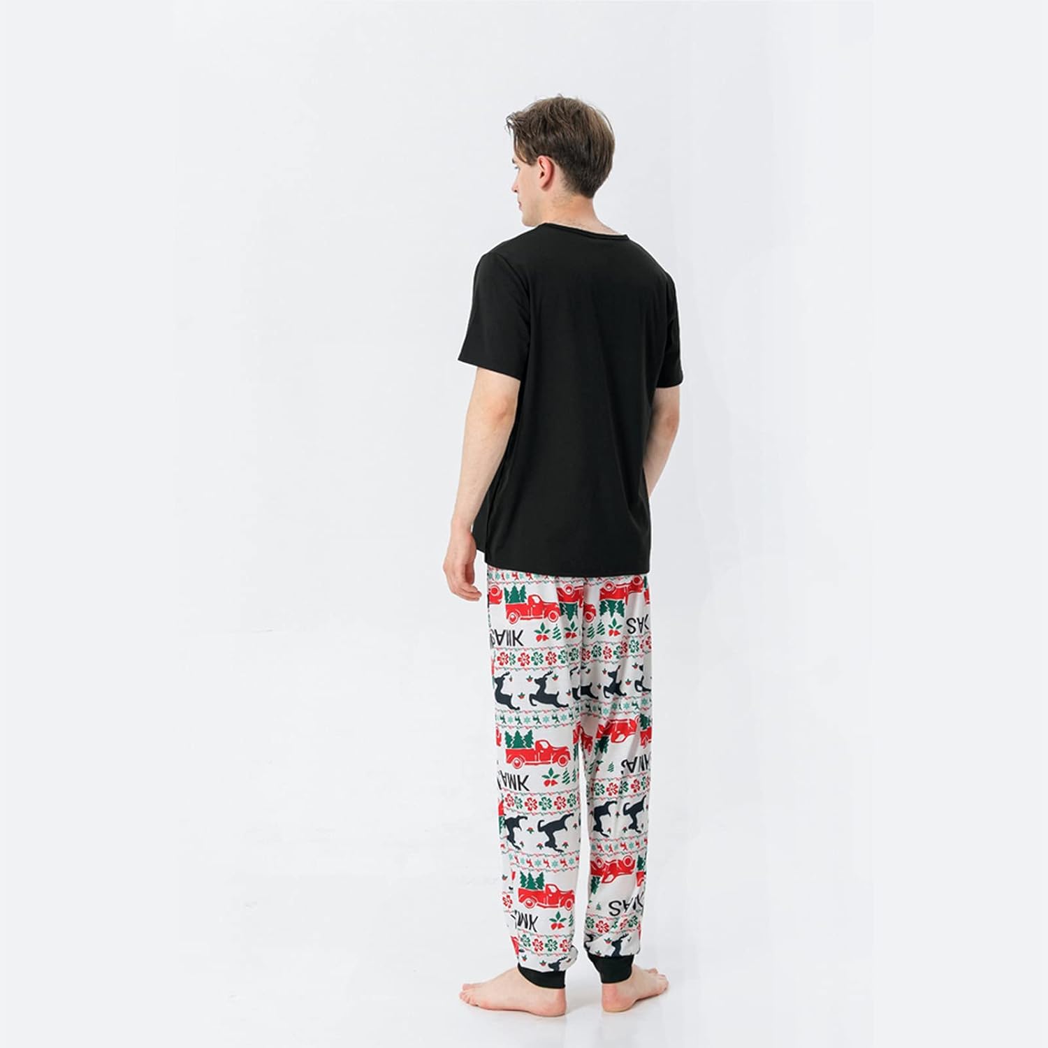 JEGULV Pijamas de Feliz Navidad 2024 para la familia, conjuntos a juego, ropa de dormir de Navidad, ropa de dormir divertida con estampado de Papá