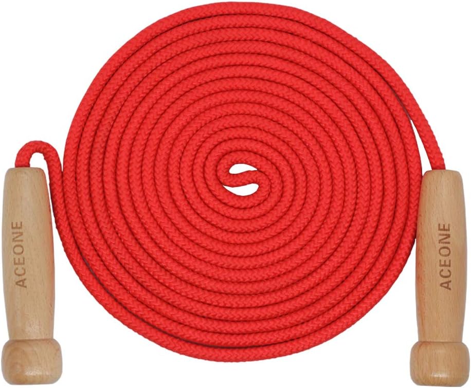 Cuerda de saltar de 16 pies de largo para niños, cuerda de saltar holandesa doble ajustable con mango de madera, cuerda de salto de equipo