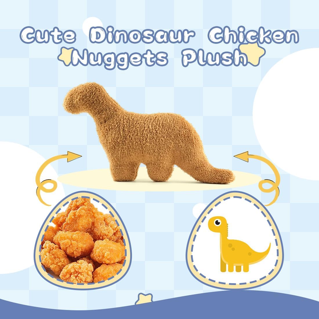 Yeqivo Dino – Almohada de pepita de pollo, suave almohada de pepita de dinosaurio lindo dinosaurio nuggets de pollo, regalo para niños, adultos,