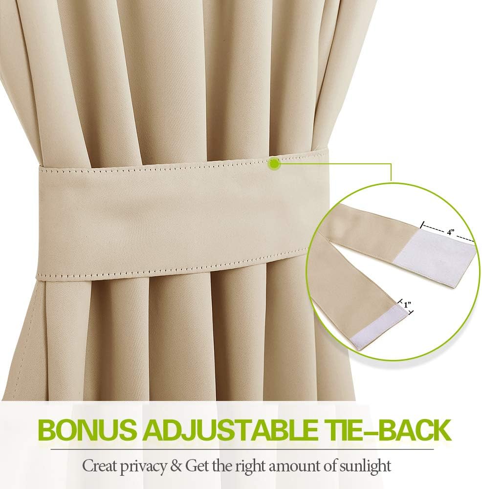PONY DANCE Persianas para puertas  Paneles opacos para tratamiento de ventanas, cortinas sólidas de alta resistencia con bolsillo para barra,