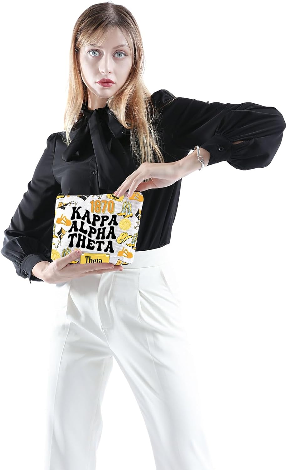 POFULL Theta Letras Griegas Regalo Hermandad Bolsa Cosmética Theta Regalo Parafernalia Griega