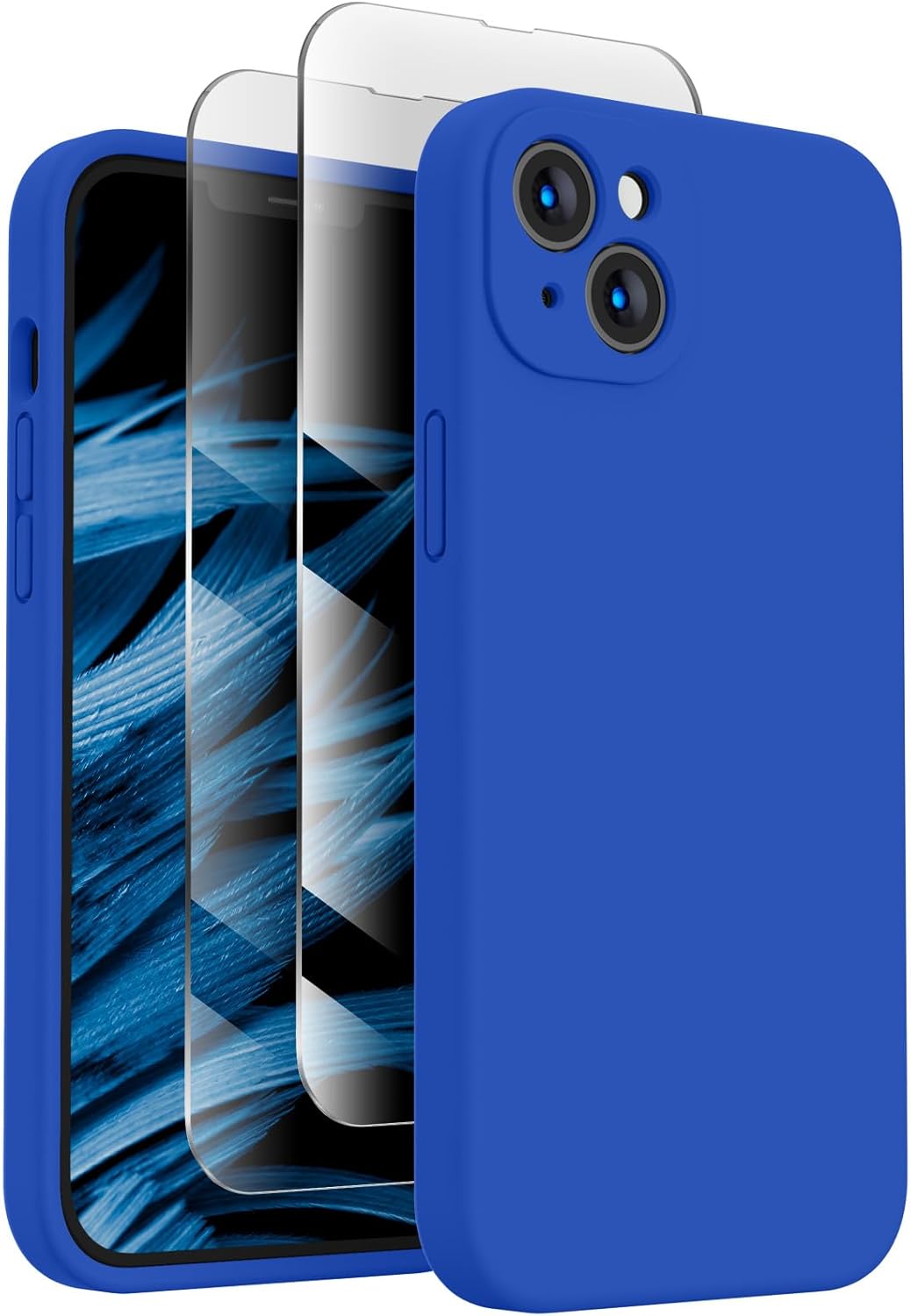 FireNova Funda para iPhone 14, funda de silicona mejorada protección de cámara con 2 protectores de pantalla, forro interior de microfibra suave