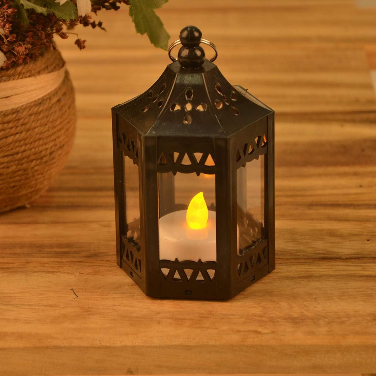 zkee Mini linterna de estrella con LED parpadeante, batería incluida, linterna colgante decorativa, linterna decorativa de Navidad, linterna de vela