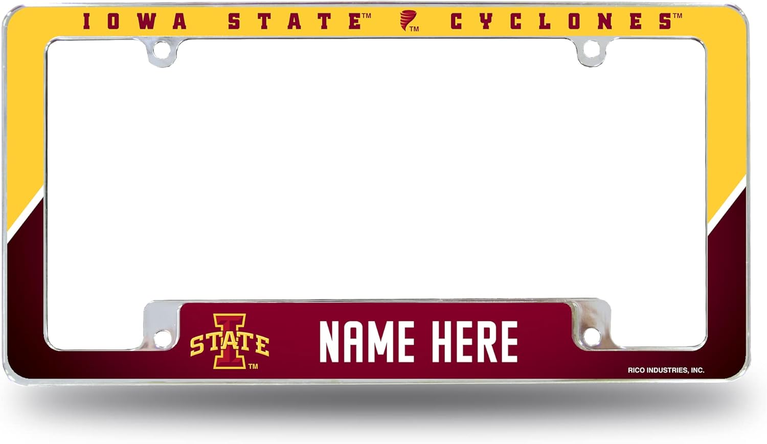 Rico Industries NCAA Iowa State Cyclones – Marco para placa de automóvil cromado, de 12 x 6 pulgadas, para automóvil, camión, SUV