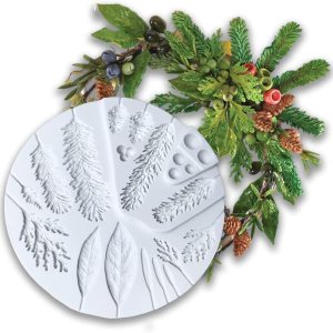 Moldes de silicona de ramas y conos de pino de follaje de invierno para manualidades, pasteles, fondant, galletas, jabón, pudín de azúcar, Moldes de silicona de ramas y conos de pino de follaje de invierno para manualidades, pasteles, fondant, galletas, jabón, pudín de azúcar,