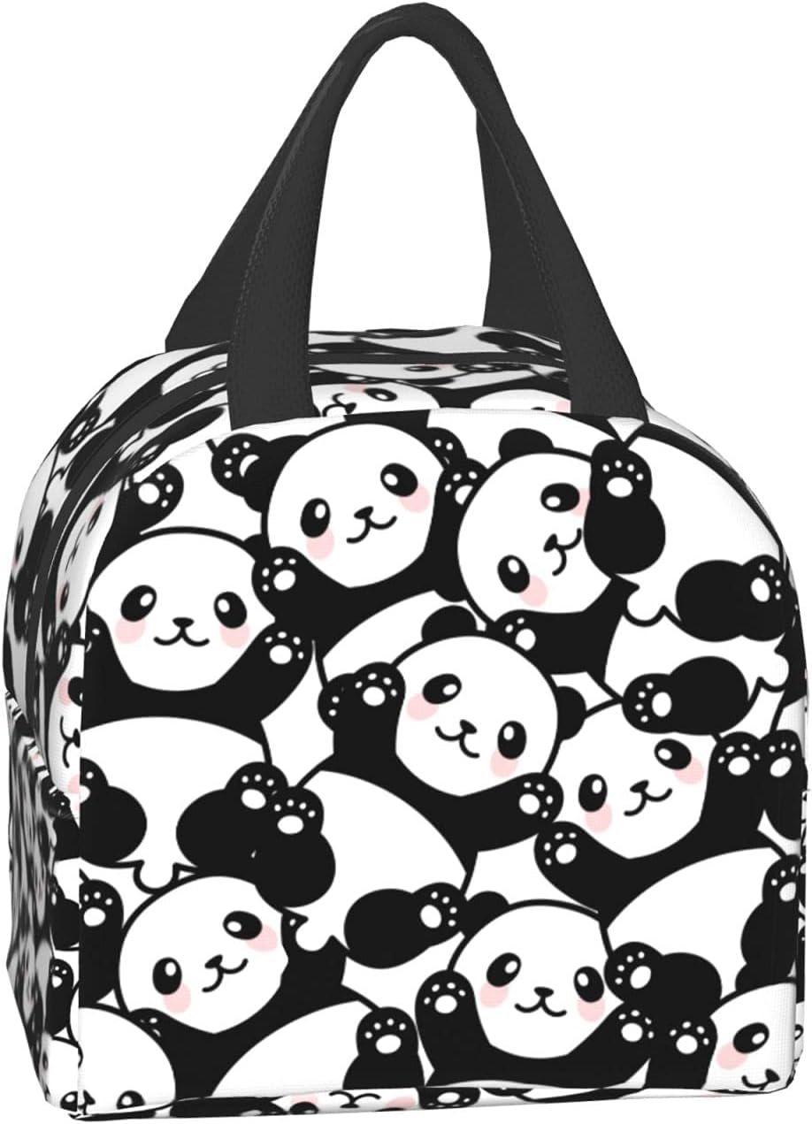 Linda lonchera de panda  Bolsas de almuerzo aisladas para niños y niñas, bolsas de almuerzo reutilizables, perfectas para la escuela, campamento,