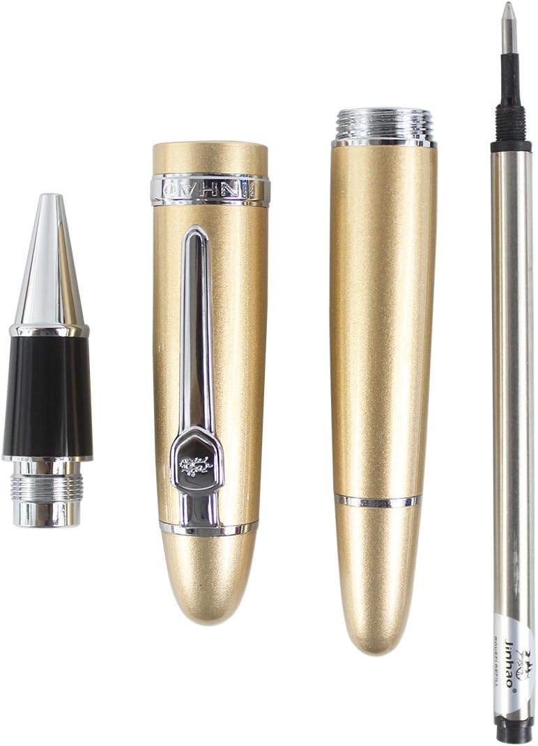 Expert Deluxe Roller Ball Pen con bolsa para bolígrafo, barril grande, color dorado
