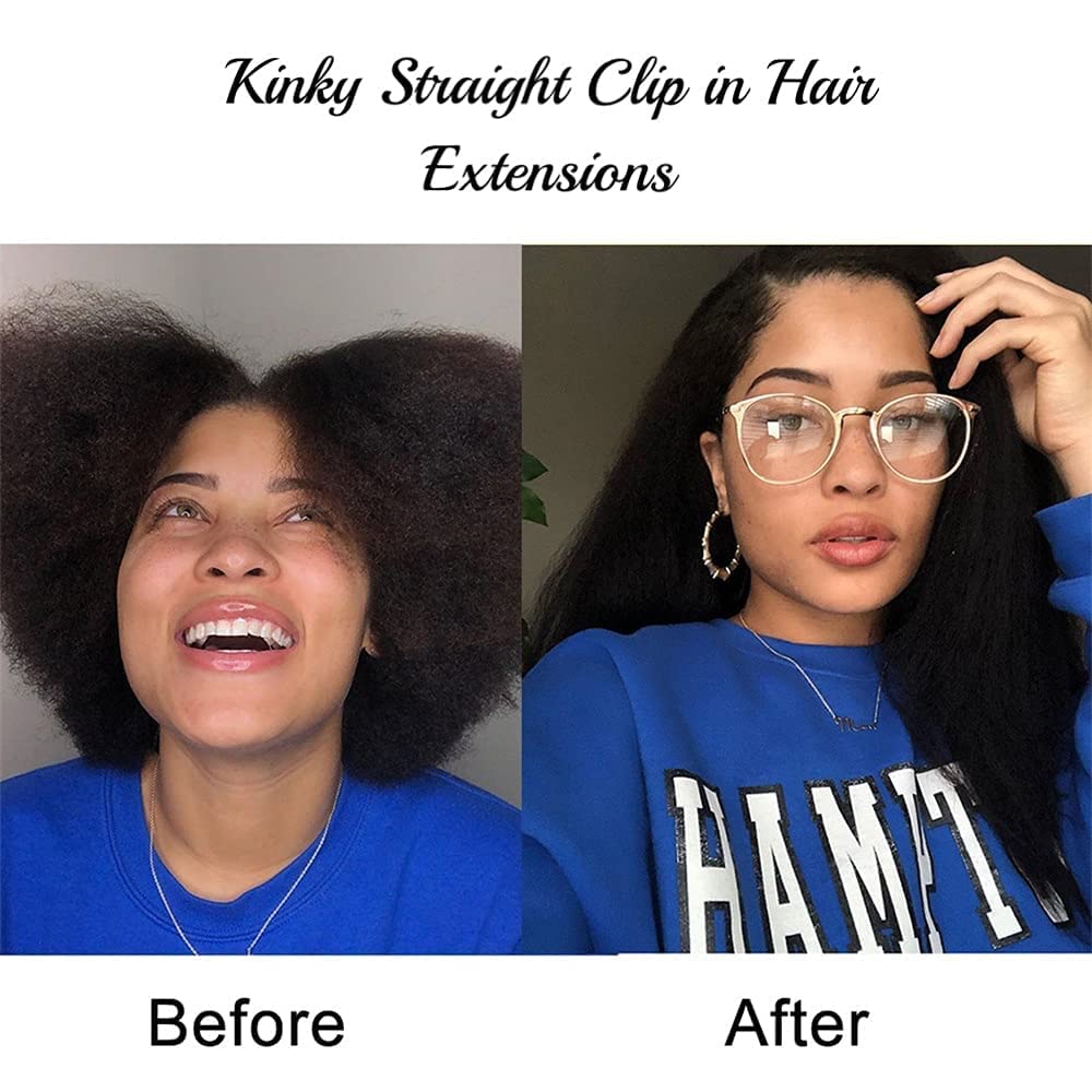 Extensiones de cabello humano real con clip, color negro natural, doble trama, para mujeres, 12 pulgadas, 4.23 oz, 8 unidades, 4.23 oz