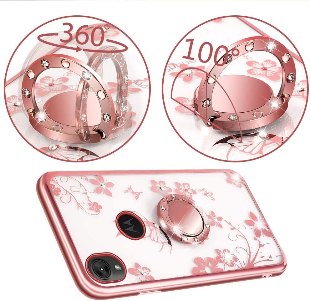 Funda transparente con diseño de mariposa compatible con Moto E6, funda transparente floral que nunca se desvanece, diseño de moda para mujeres y