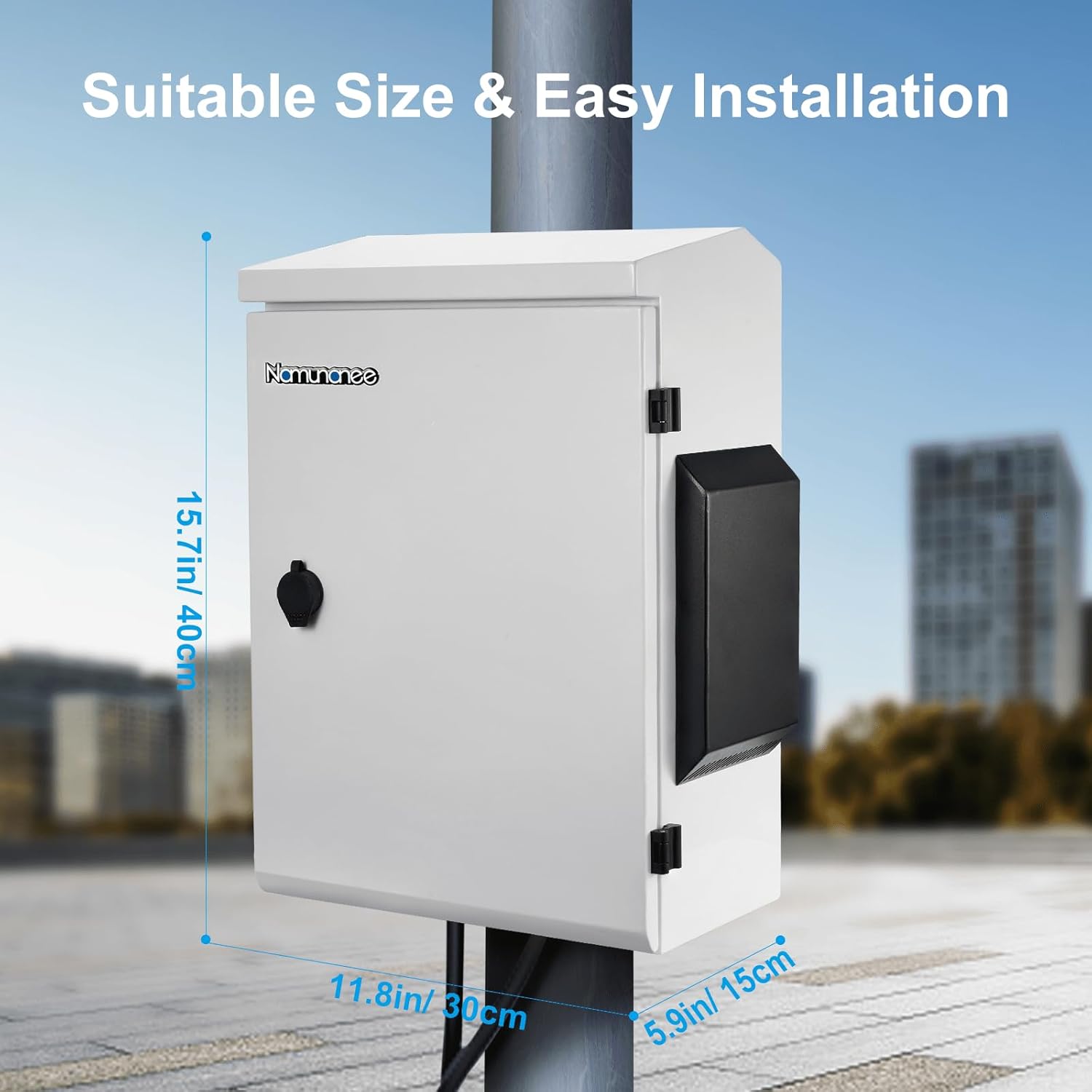 Caja eléctrica al aire libre, placa de acero laminada en frío, viga trasera de aleación de aluminio, diseño de ventilación de una pieza, IP65