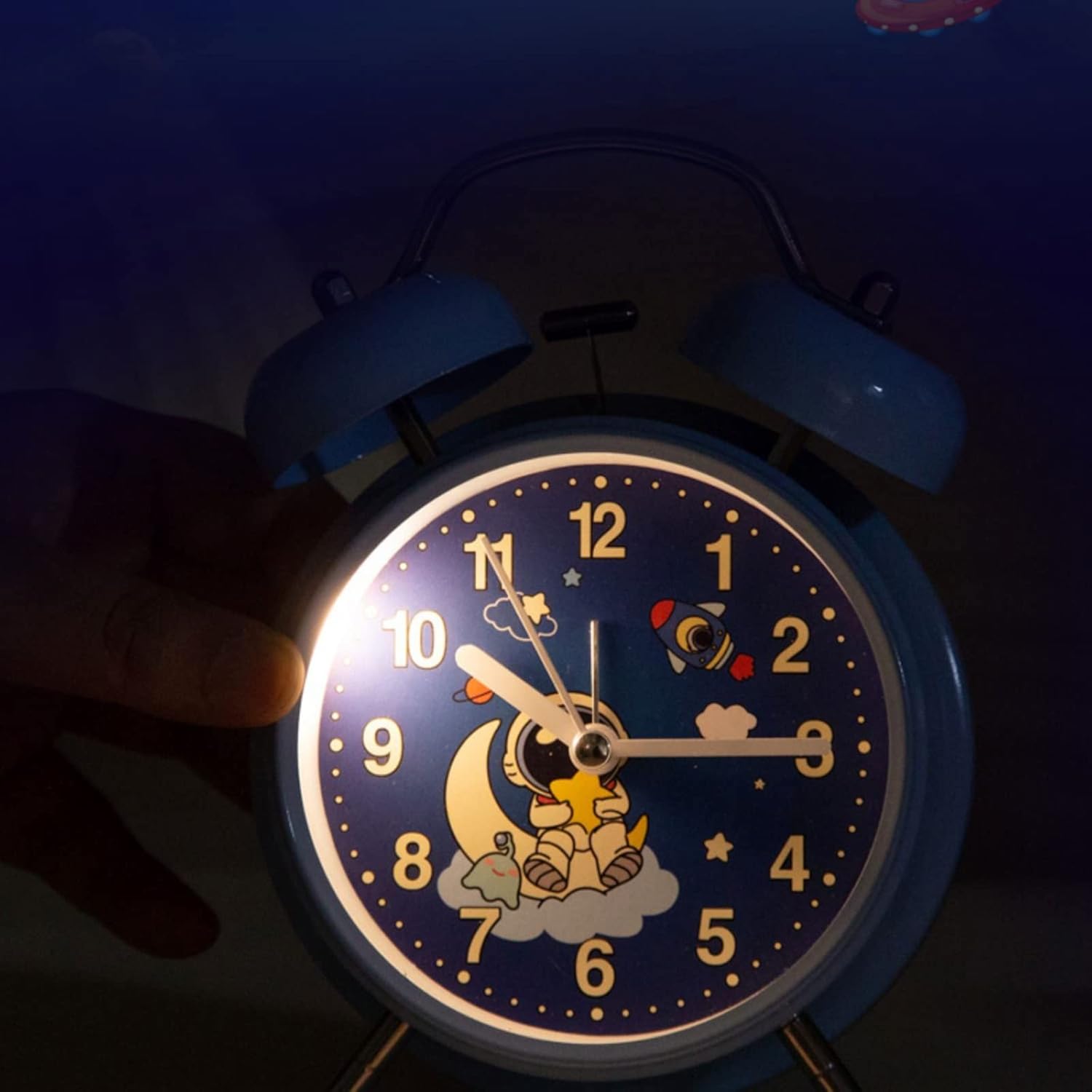 Reloj despertador analógico para dormitorio, reloj despertador para niños, 4 pulgadas sin tictac, doble campana, reloj despertador con luz de fondo,