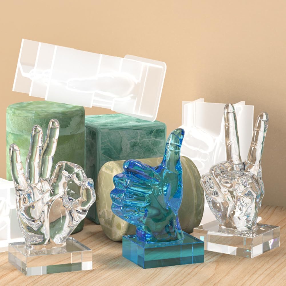 Molde de silicona en forma de mano, molde de vela de gestos creativos, molde de fundición de resina 3D para hacer velas y hornear, hacer jabón,