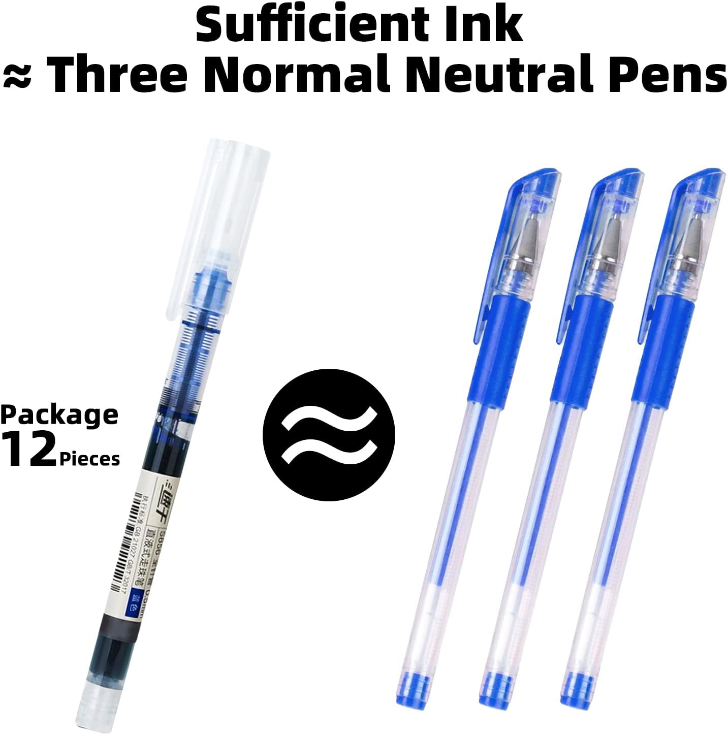 EZWORK 12 bolígrafos de punta rodante, tinta de secado rápido, punta extrafina de 0.020 in, tinta líquida, color azul