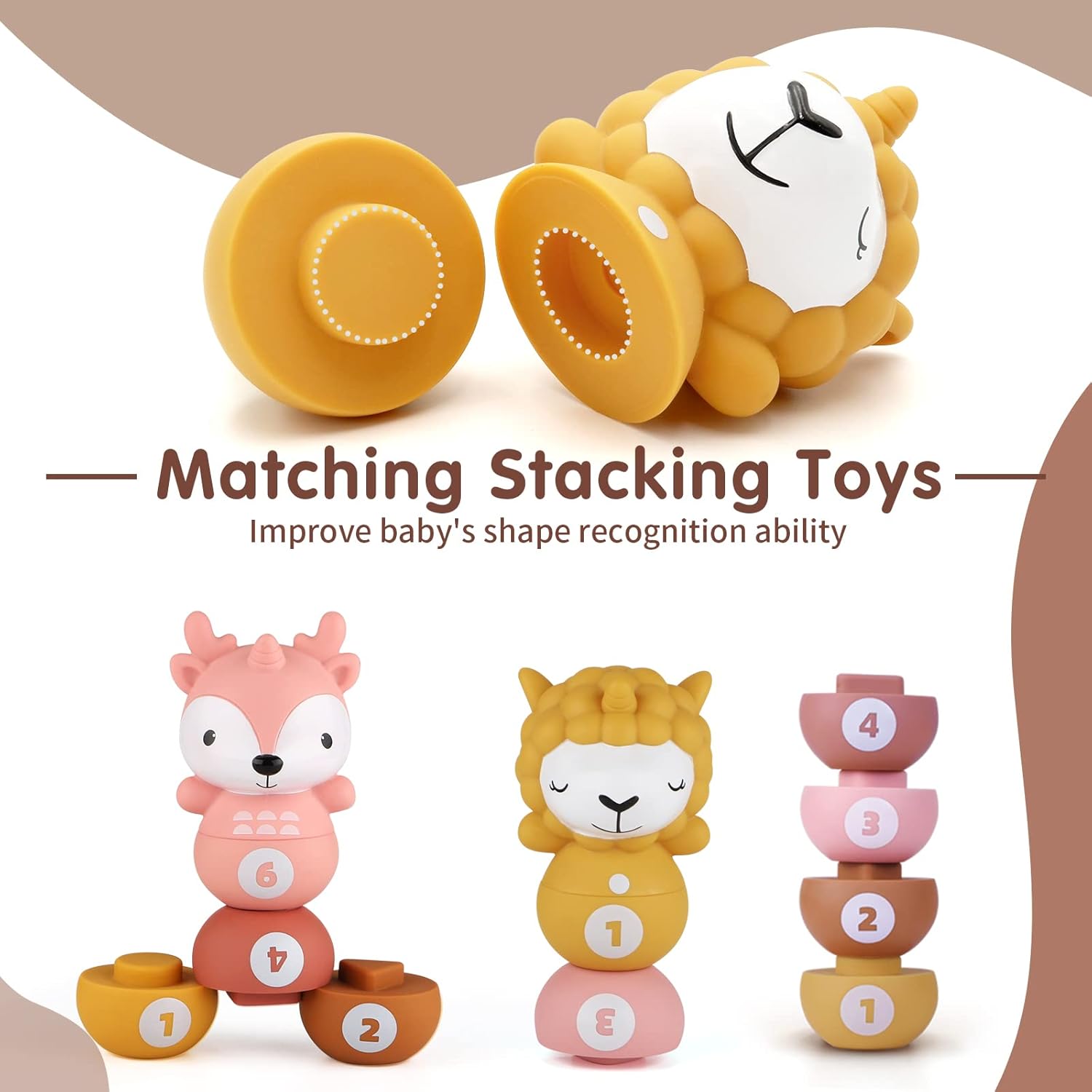 Nueplay 8 Pcs Kids Bowling Toys Set, Matching & Sorting Fine Motor Games, Learning Toys for 1 2 3 Year Old Toddlers, Christmas Birthday Gifts for
