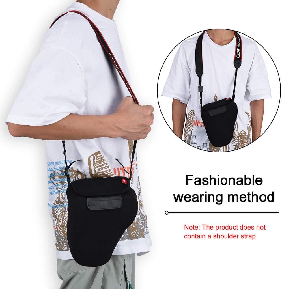 CADeN Funda para cámara DSLR SLR con protección de neopreno, compatible con Nikon, Canon, Pentax, Sony, etc. (grande, negro)