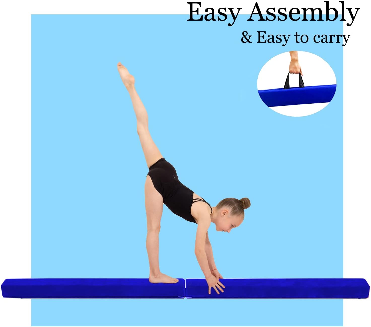 Viga de equilibrio de 7 pies8 pies, equipo de gimnasia plegable para gimnasia, niños y adultos, base de goma antideslizante, haz de gimnasia