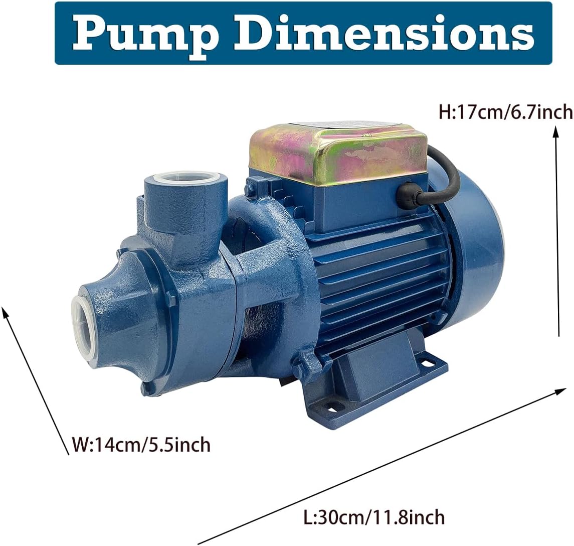 Bomba de transper de agua 110V Bomba eléctrica de refuerzo de agua 1HP 871GPH Bomba de agua limpia centrífuga industrial para piscina Estanque