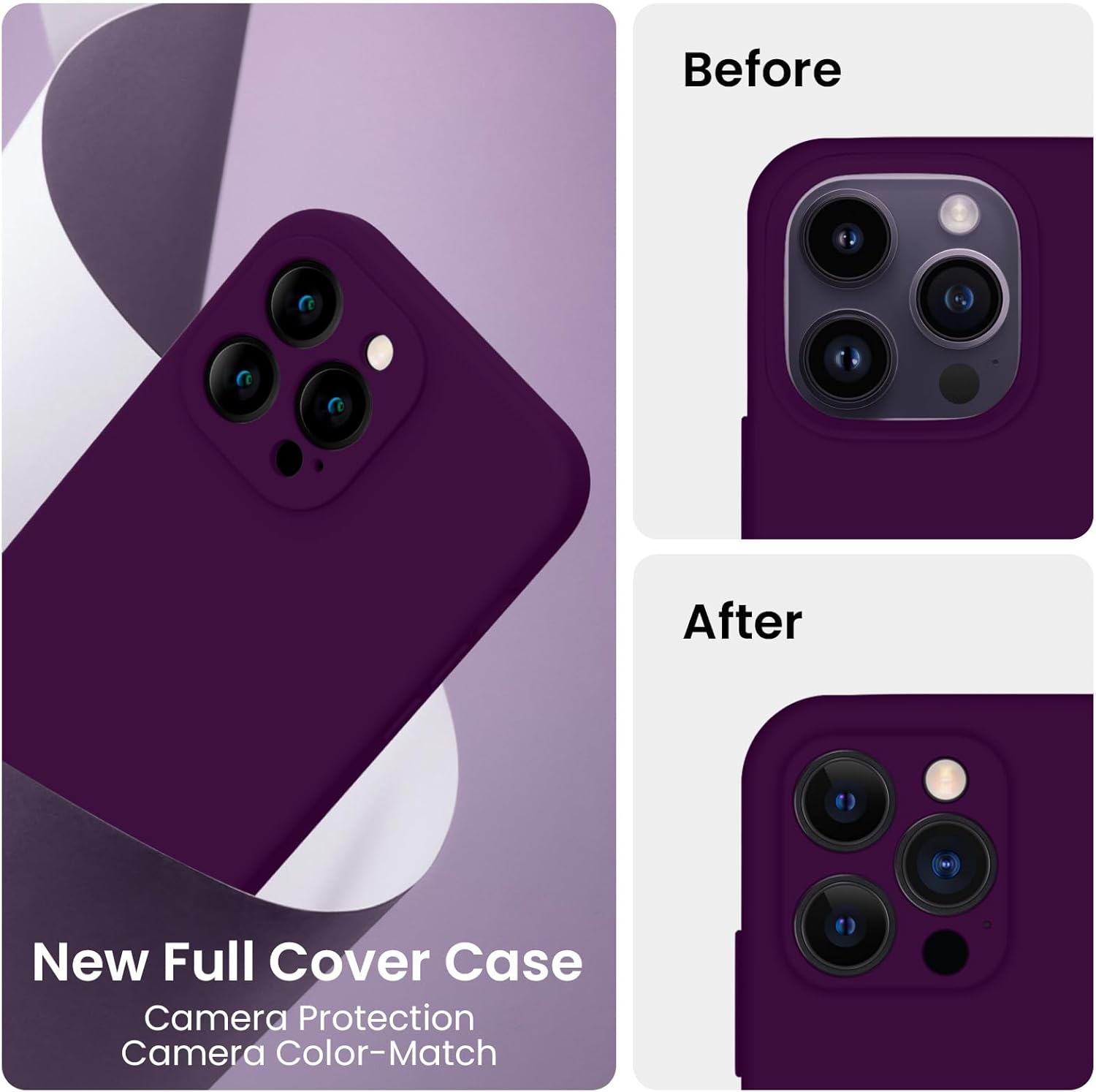 FireNova Funda para iPhone 14 Pro Max, funda de silicona mejorada protección de cámara para iPhone 14 ProMax con 2 protectores de pantalla, forro