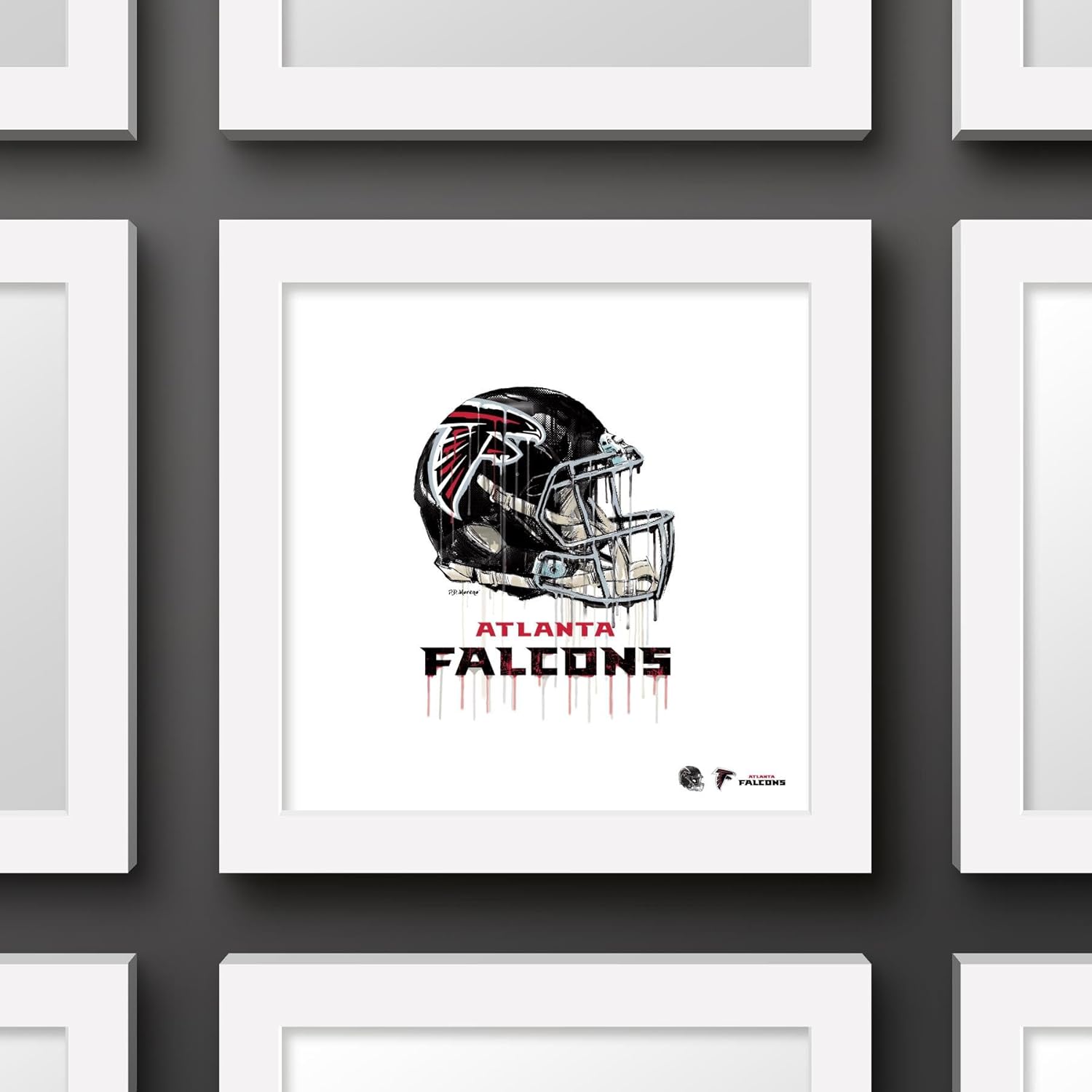 Trends International Gallery Pops NFL Atlanta Falcons – Póster de pared con casco de goteo, 12.00 x 12.00 pulgadas, versión de marco blanco