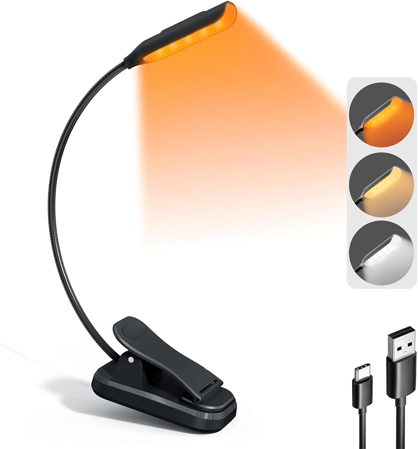 Desk Lamp, 3 Color Modes & 3 Brightness LED Reading Light with Clamp, Flexible Gooseneck Book Light for Kids Reading Book in Bed at Night Clip on
