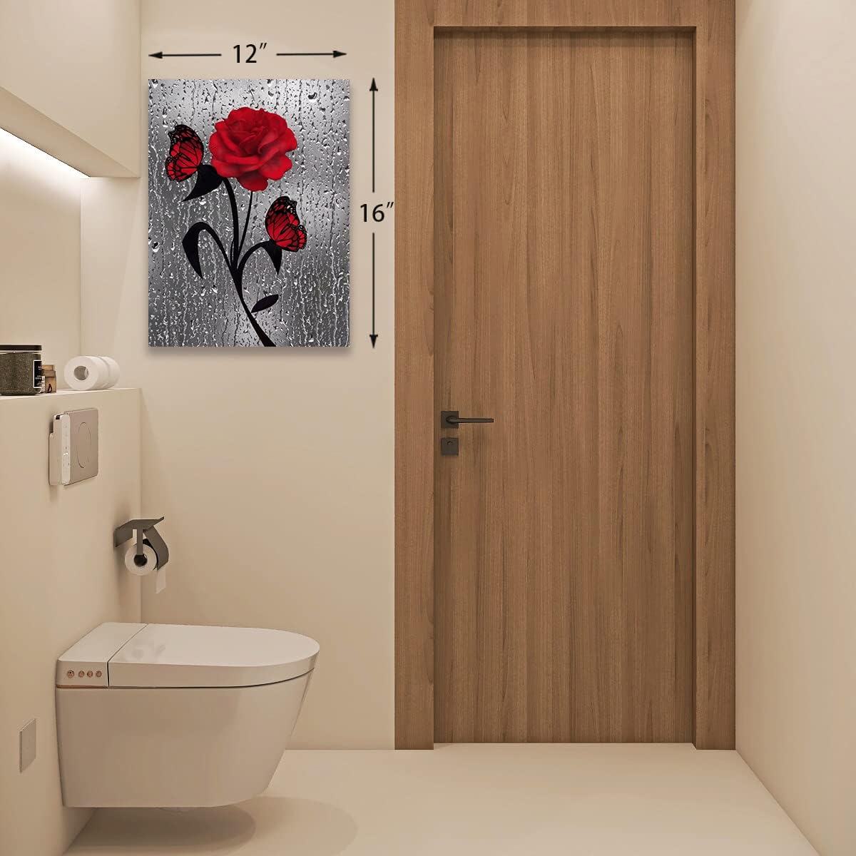 Lienzo decorativo para pared, pinturas artísticas de pared de rosas rojas para baño, sala de estar, oficina, decoración del hogar, lienzo moderno,