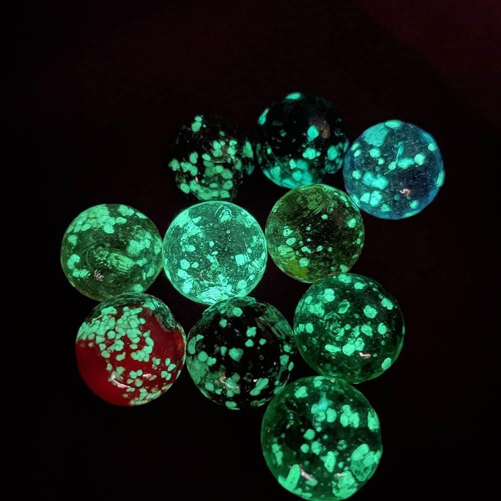 Canicas de vidrio que brillan en la oscuridad, mármoles luminosos multicolor para niños juegos de mármol y decoración del hogar de bricolaje (rojo)