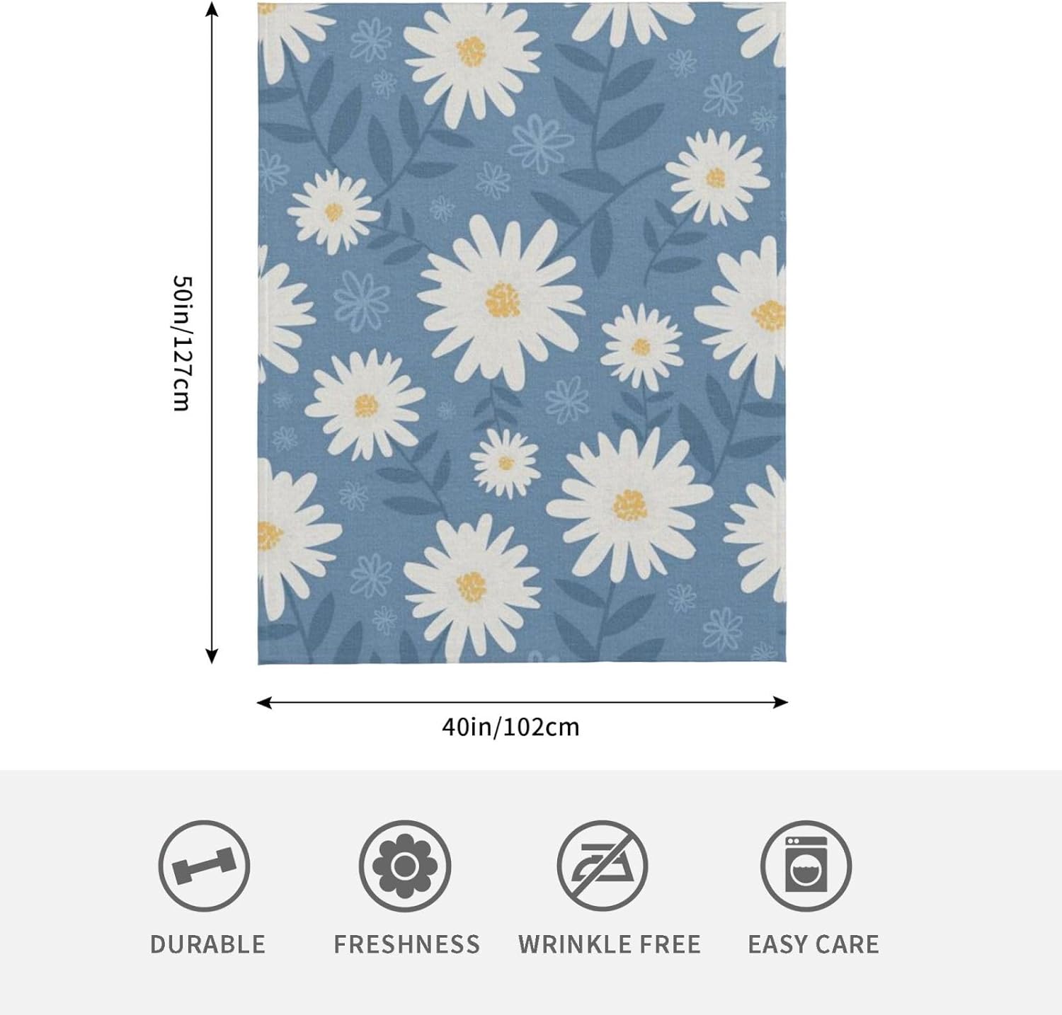 AFHYZY Manta de margaritas para mujer, suave manta de forro polar de verano, lavable, manta ligera de viaje para sofá, cama, sillón durante todas