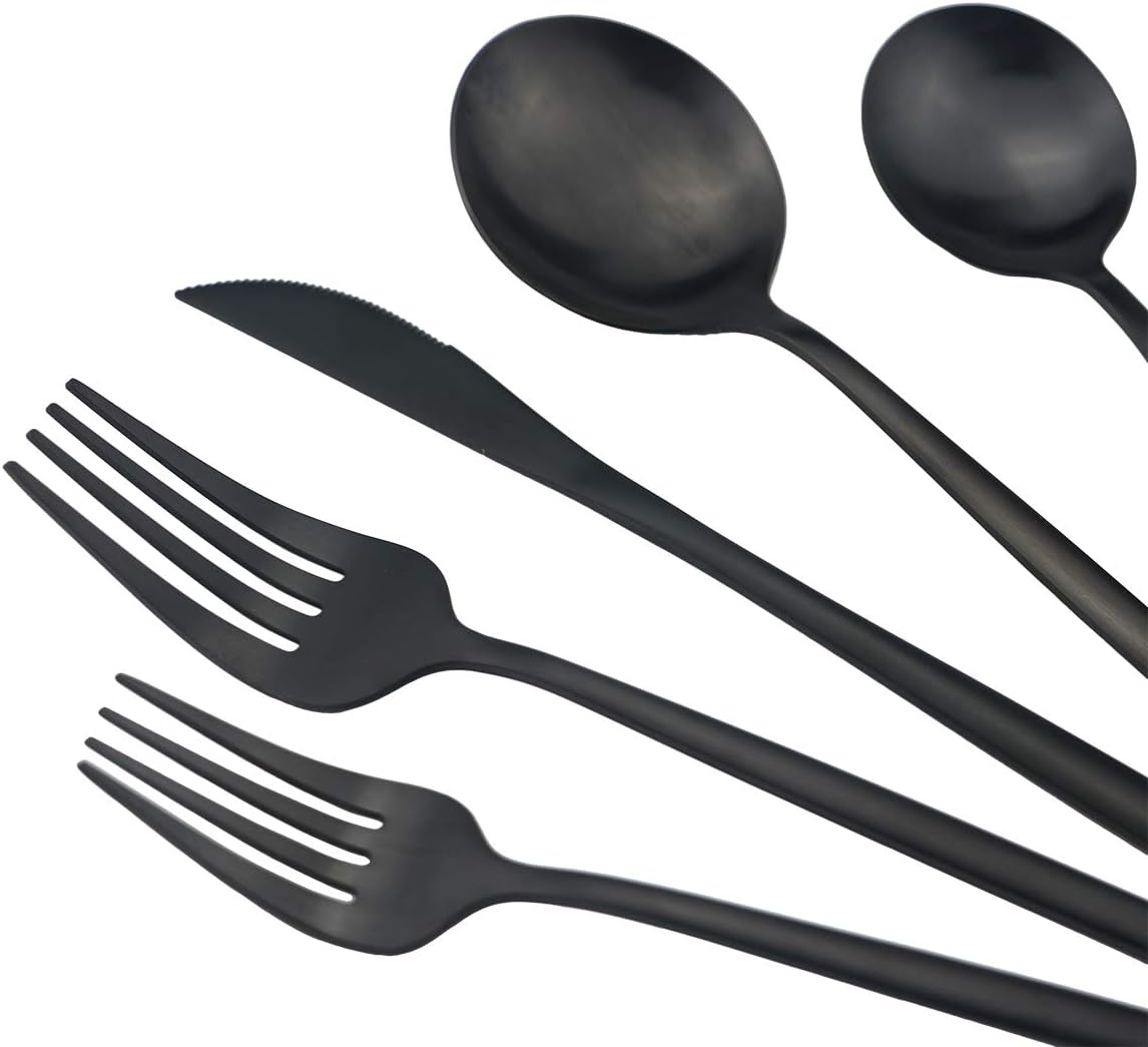 Juego de cubiertos de acero inoxidable 304 moderno de 60 piezas, elegante servicio de utensilios de cocina para 12, incluye cuchillos, cucharas,