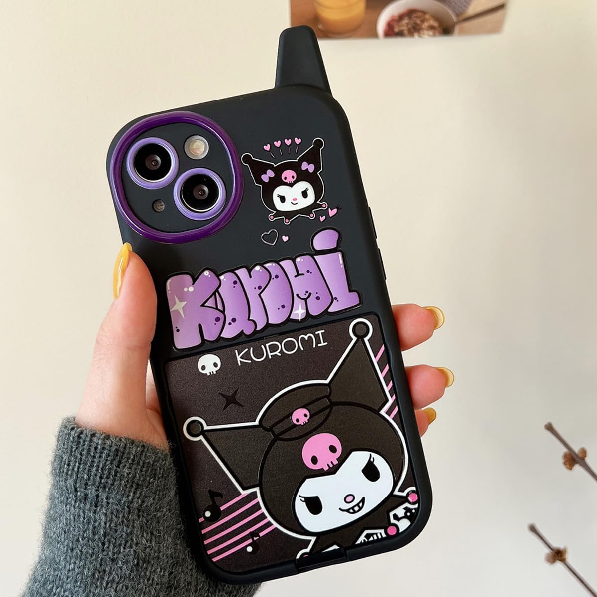 NATEROSO Funda de dibujos animados para iPhone 14 de 6.1 pulgadas, funda retro Kawaii linda con espejo de maquillaje, suave a prueba de golpes,