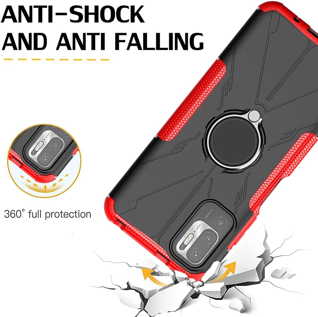 Funda compatible con Redmi Note 10 5GPoco M3 ProRedmi Note 10T 5G con protector de pantalla de vidrio templado, soporte magnético para Xiaomi Redmi