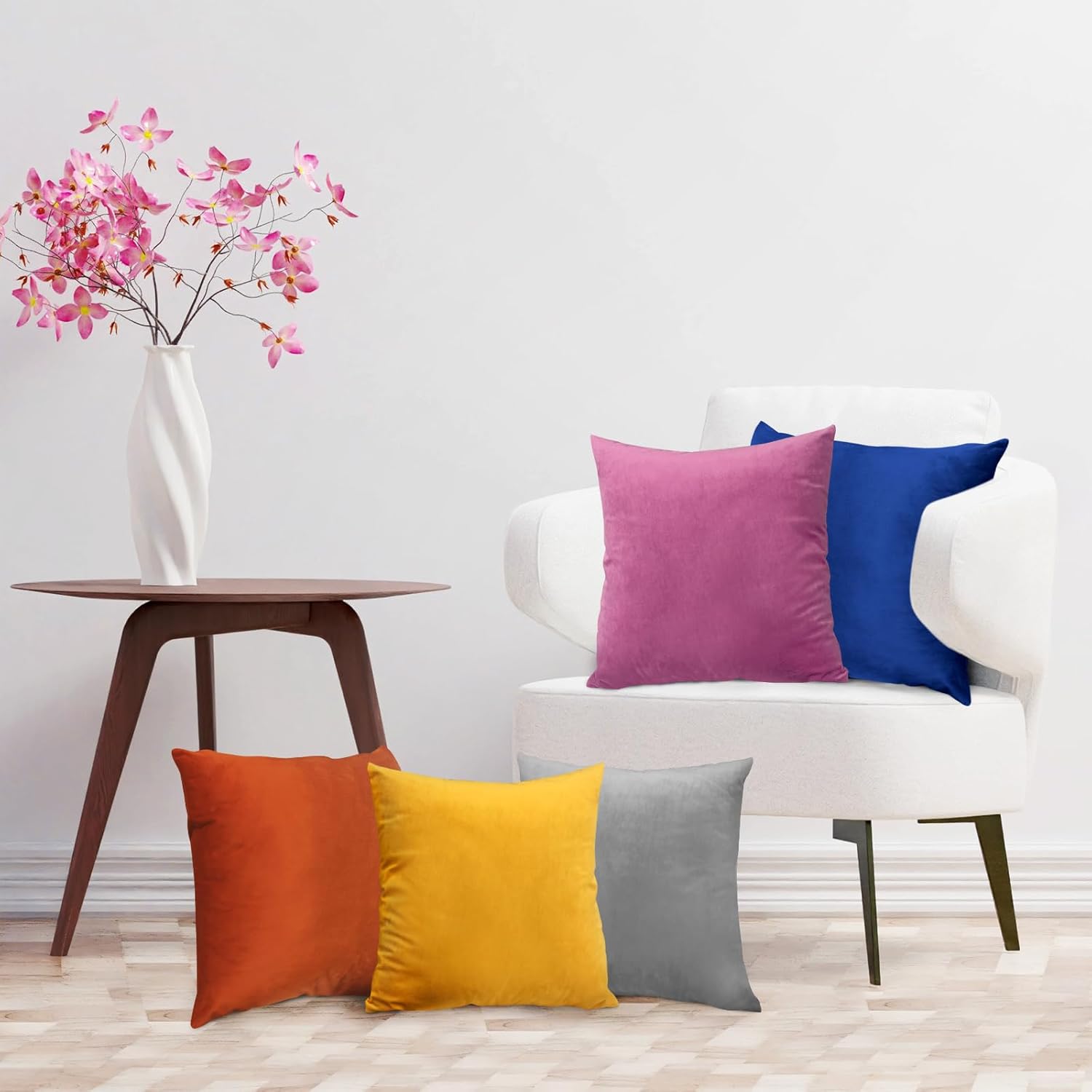Paquete de 2 fundas de almohada de terciopelo suave de 18 x 18 pulgadas, fundas de cojín cuadradas sedosas decorativas con cremallera para