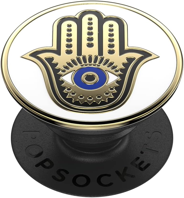 PopSockets Agarre para teléfono con soporte expandible, esmalte Hamsa Hand, blanco