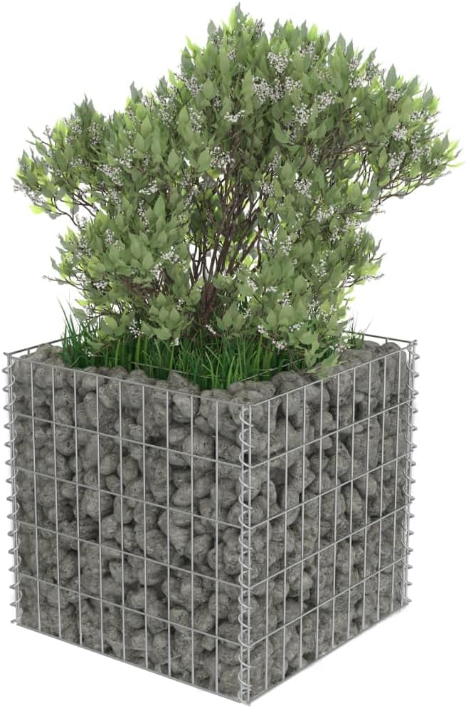 Garden Gabion – Cama elevada  Maceta de gaviones para patio al aire libre  Cesta de gaviones de metal para patio trasero para verduras, flores y