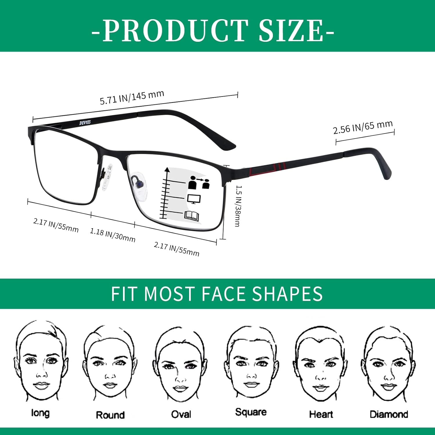 Gafas de lectura progresivas multienfoque para hombres y mujeres, de metal, medio marco de metal, bloqueo de luz azul, lectores multifocales