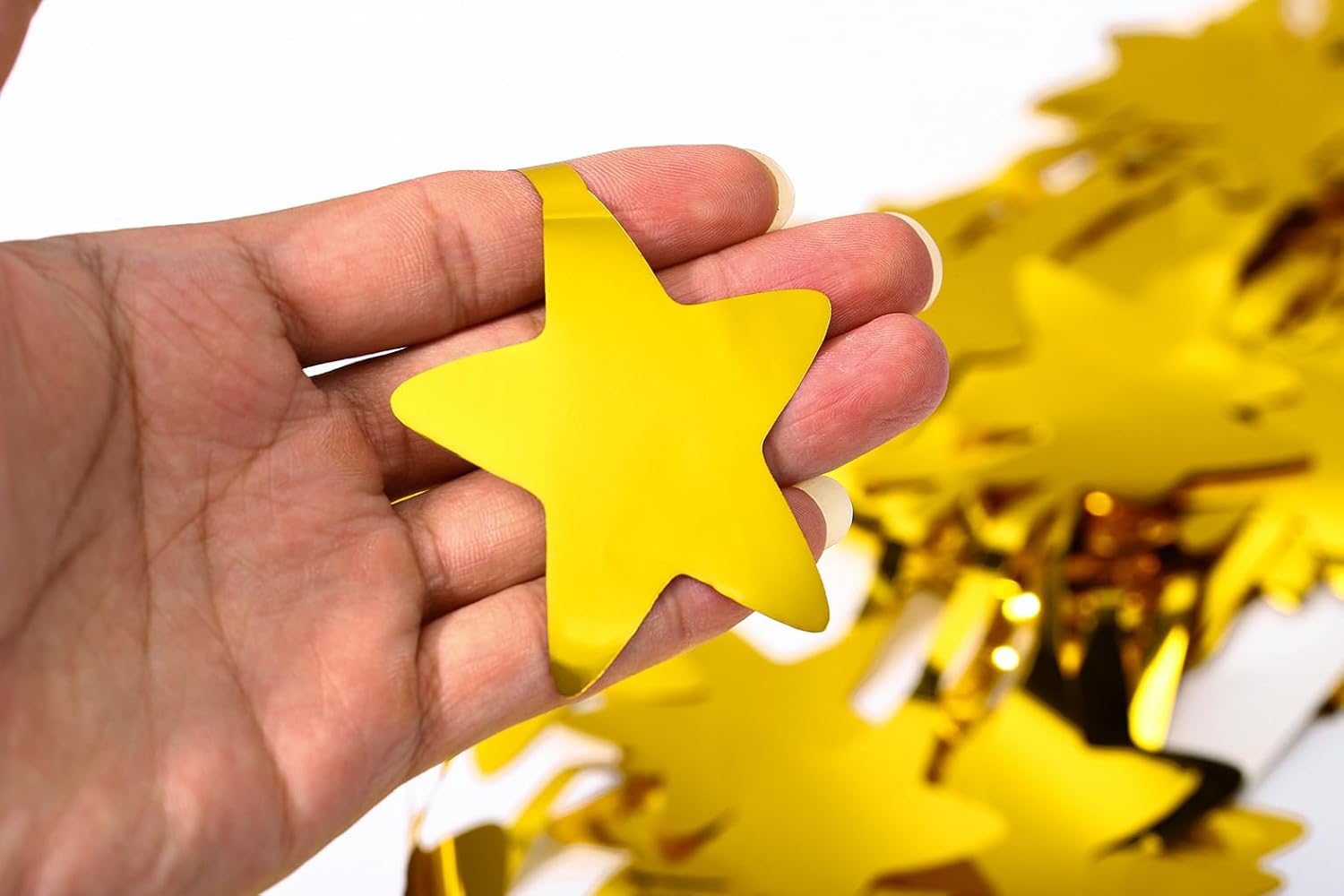 Cortinas de flecos de papel de aluminio con estrellas doradas, telón de fondo metálico, cortina de flecos de oropel de papel de aluminio para