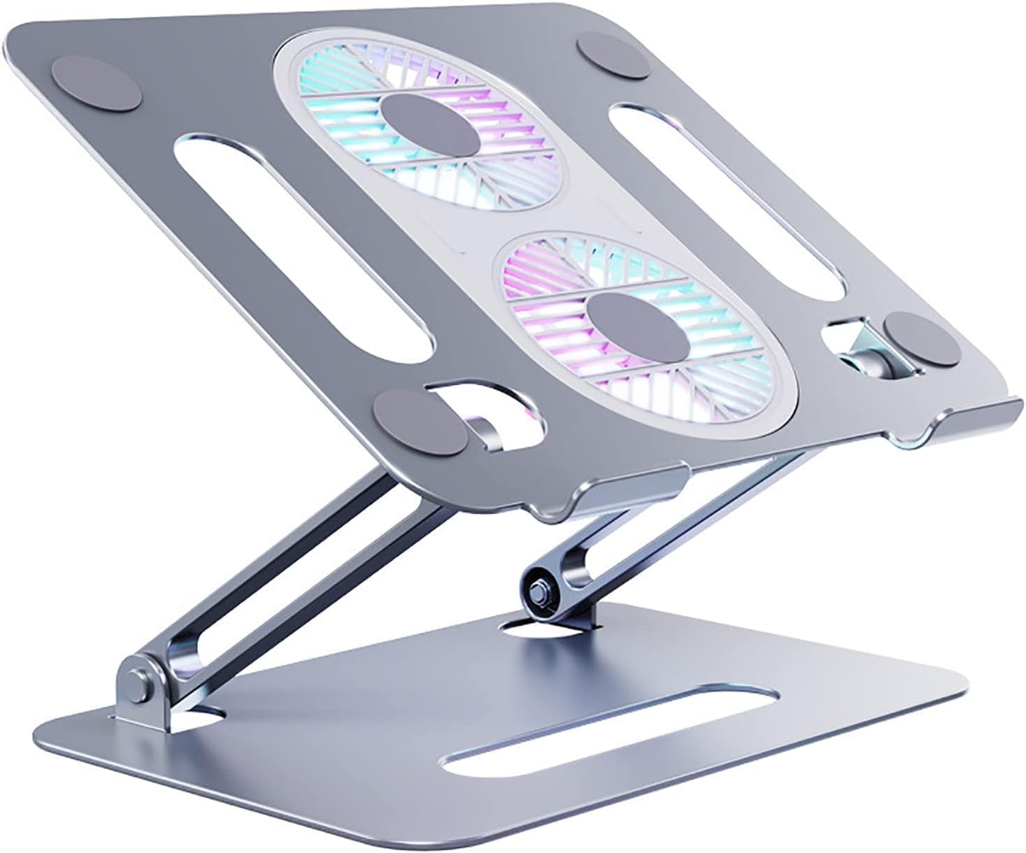 Eiyikof Soporte ajustable para laptop con ventilador USB Hub compatible con computadora portátil de 10 a 15 pulgadas, elevador ergonómico de